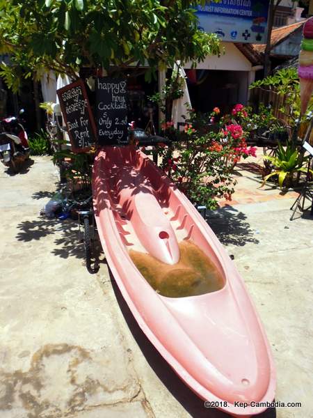 Cote Plage in Kep, Cambodia.  Hotel, Bar, Restaurant, Boutique, and Bathrooms.