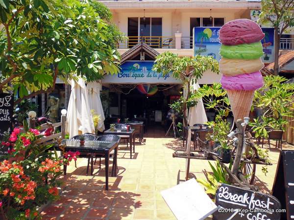 Cote Plage in Kep, Cambodia.  Hotel, Bar, Restaurant, Boutique, and Bathrooms.