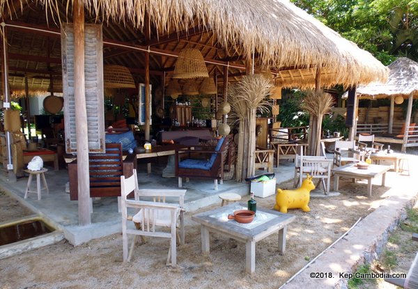 The Waterfront Beach Club & Lounge Bar in Kep, Cambodia.