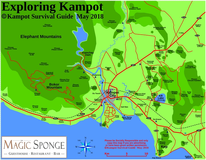 map of the eastern cambodia coast with kampot and kep