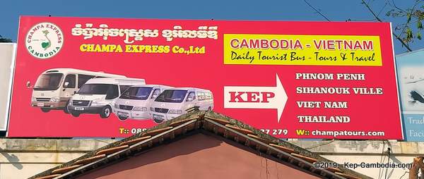 Champa Express Bus and Champa Mekong Travel & Tours in Kep, Cambodia.