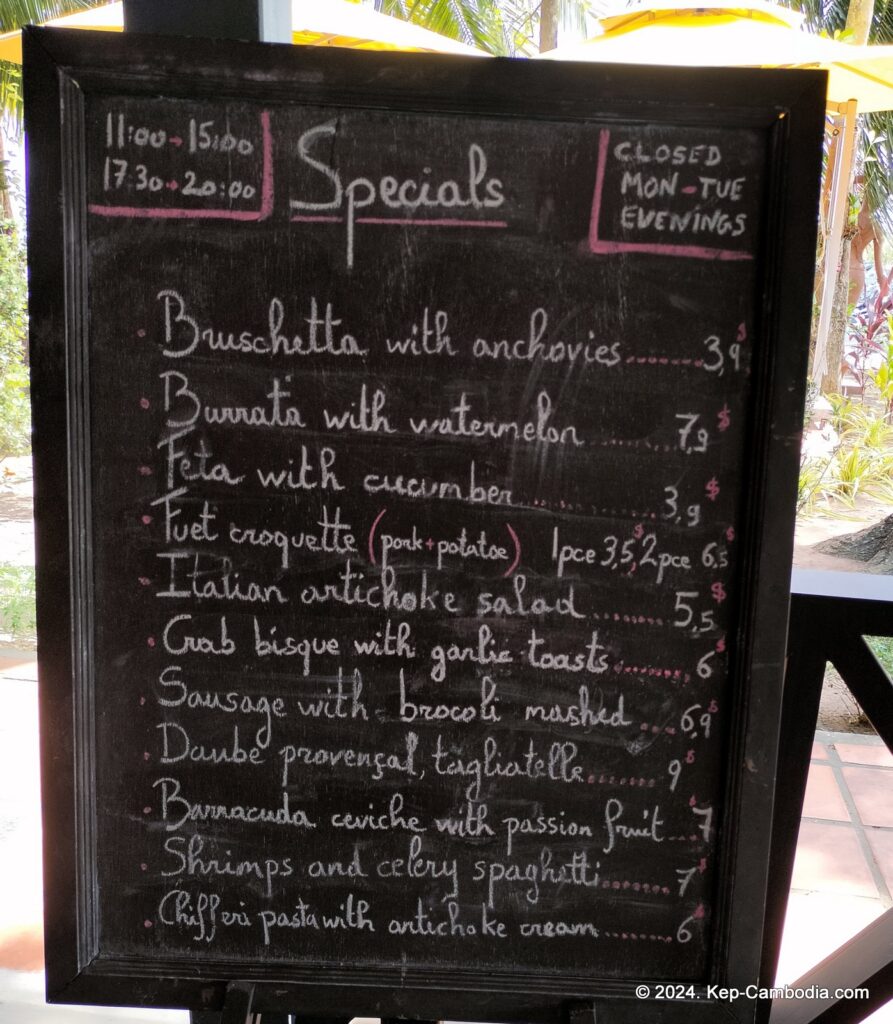 Deli's Restaurant in Kep, Cambodia