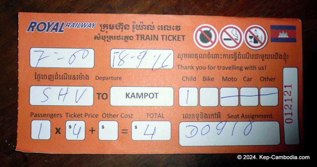 Train in Kep, Cambodia to Phnom Penh, Kampot and SihanoukVille