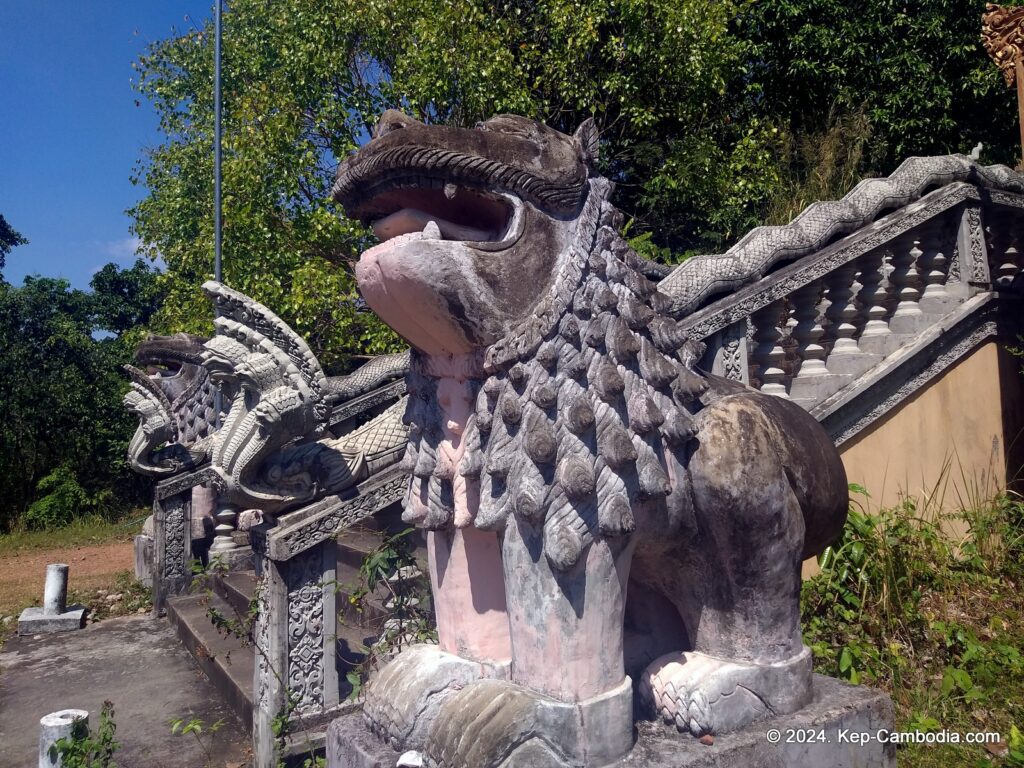 Wat Samathi Buddhist Temple in Kep, Cambodia.