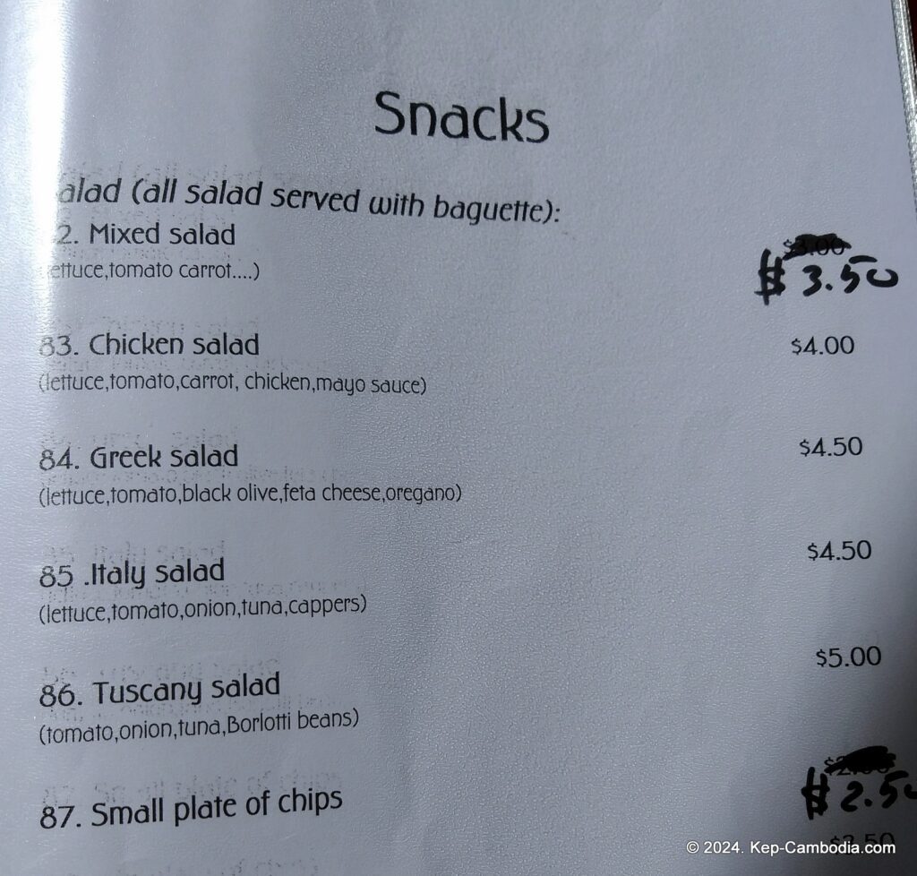 Martini Italian Restaurant in Kep, Cambodia.