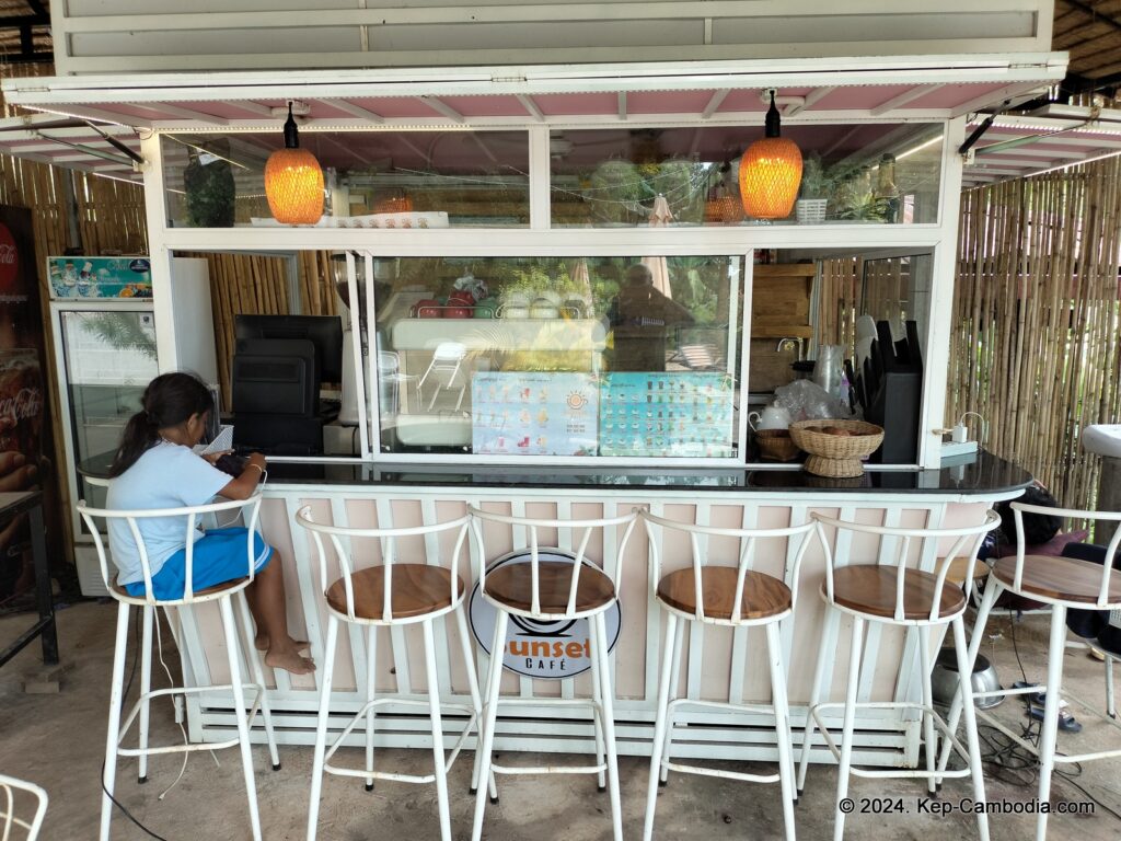Sunset Cafe in Kep National Park. Cambodia.