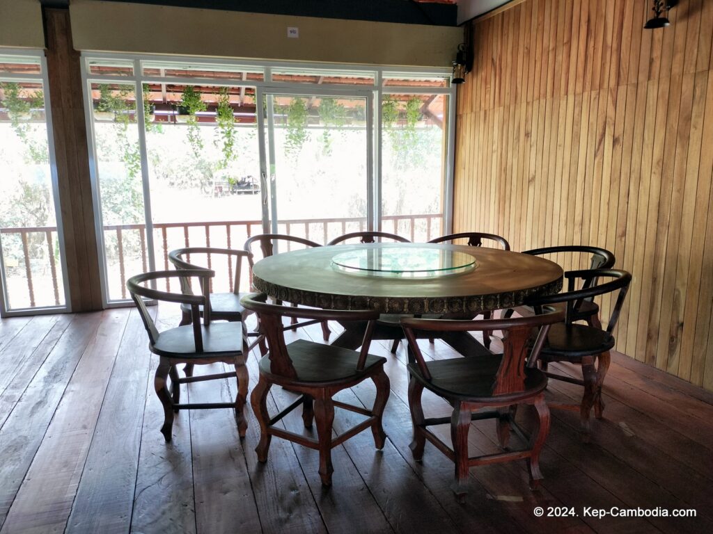 Phnom Vor Natural Paradise Resort in Kep, Cambodia and Kampot. Restaurant and Bamboo Train.