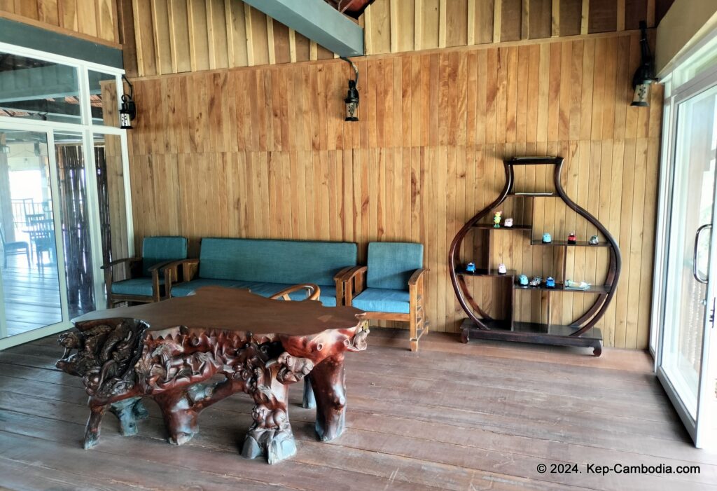 Phnom Vor Natural Paradise Resort in Kep, Cambodia and Kampot. Restaurant and Bamboo Train.