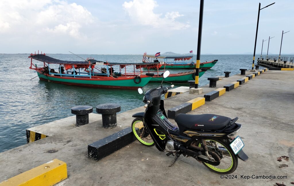 Kep Port and Pier in Kep, Cambodia. Trips to Rabbit Island. Koh Tonsay.
