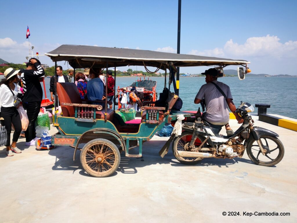 Kep Port and Pier in Kep, Cambodia. Trips to Rabbit Island. Koh Tonsay.