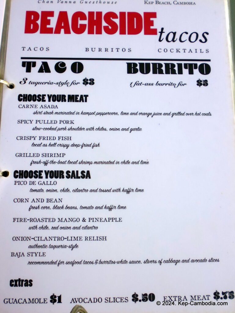 Beachside tacos in Kep, Cambodia