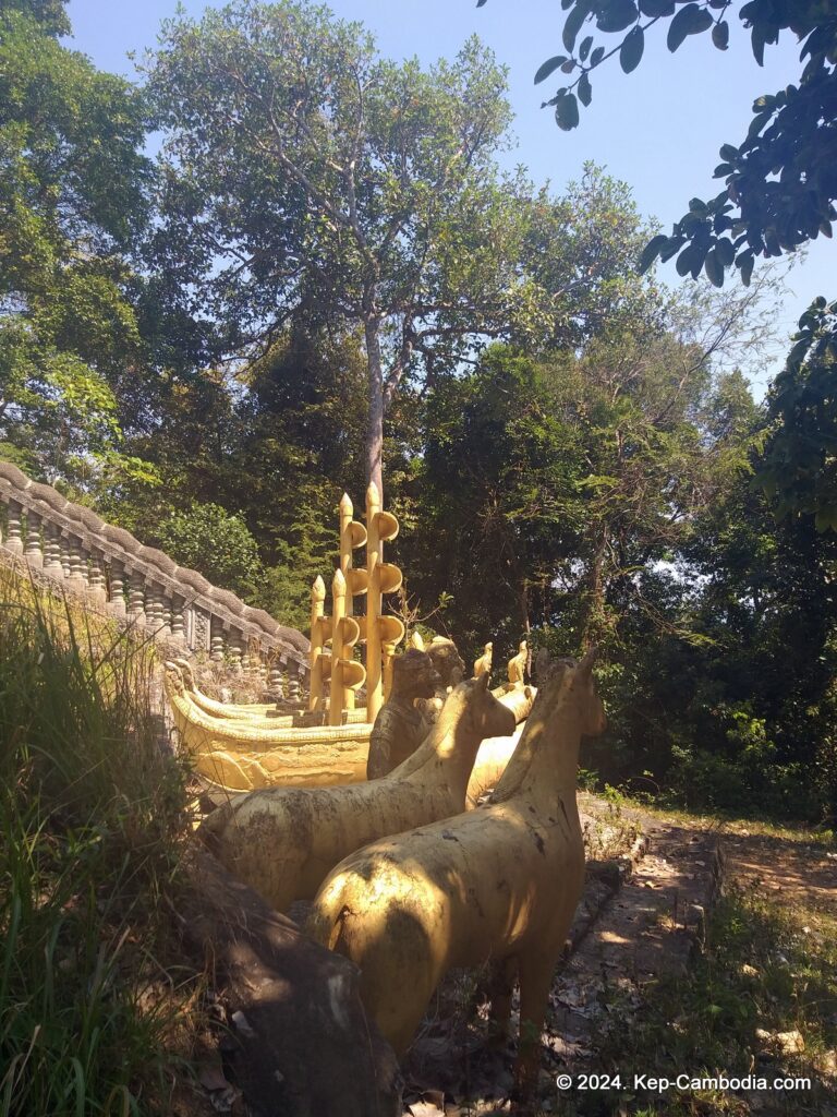 Wat Samathi Buddhist Temple in Kep, Cambodia.