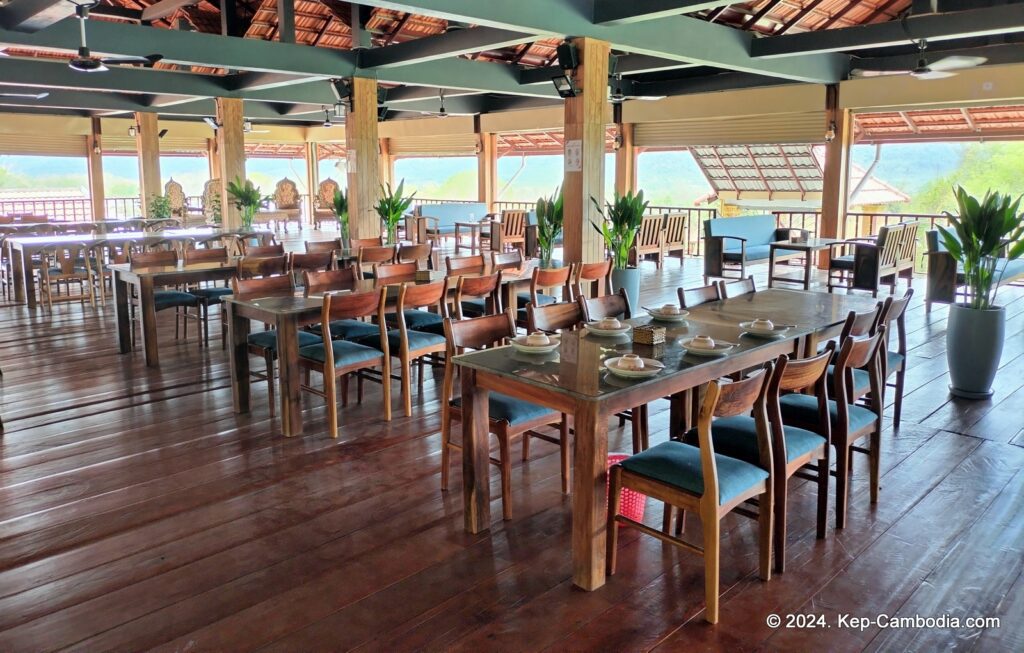 Phnom Vor Natural Paradise Resort in Kep, Cambodia and Kampot. Restaurant and Bamboo Train.
