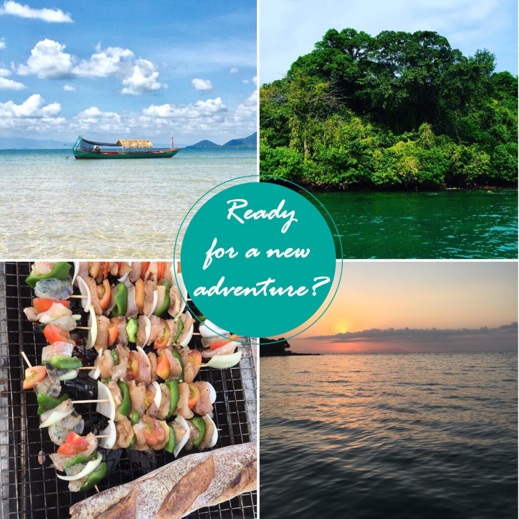 Kep Adventures boat in Kep, Cambodia.