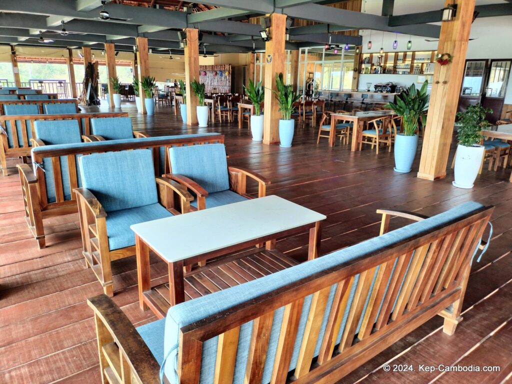 Phnom Vor Natural Paradise Resort in Kep, Cambodia and Kampot. Restaurant and Bamboo Train.