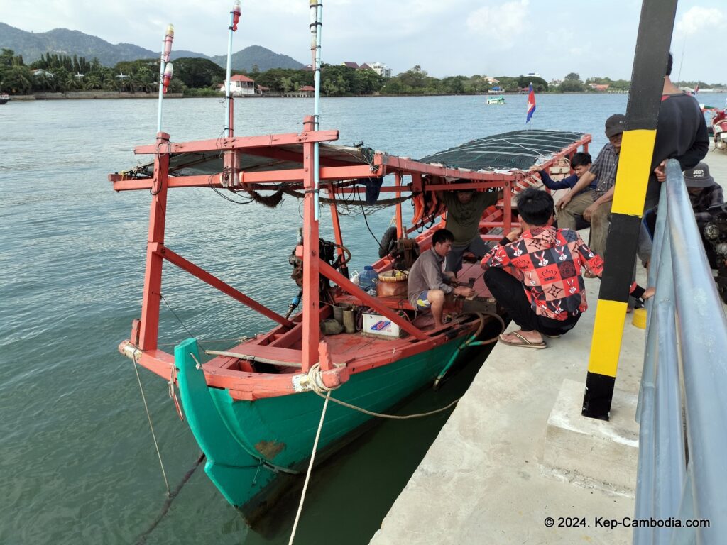 Kep Port and Pier in Kep, Cambodia. Trips to Rabbit Island. Koh Tonsay.