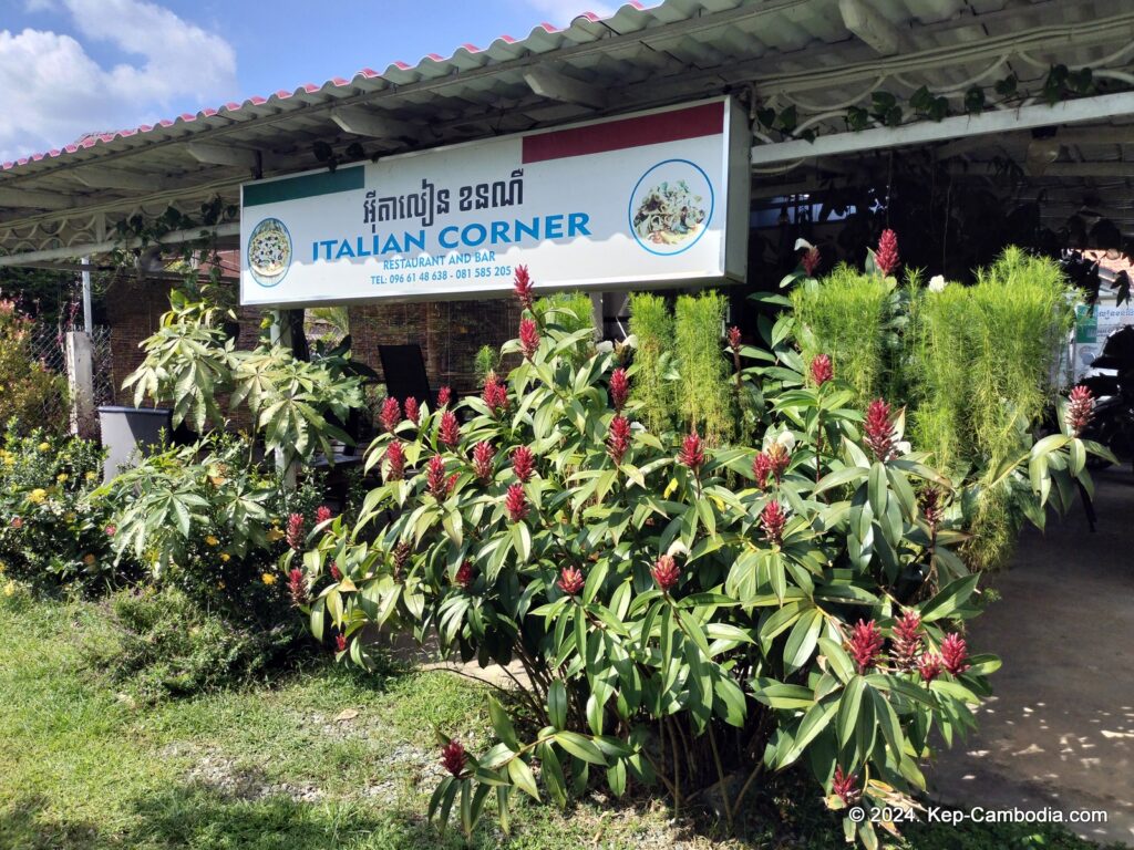 Italian Corner Restaurant in Kep, Cambodia.
