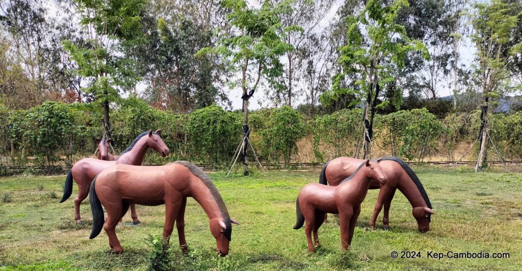 Phnom Vor Natural Paradise Resort in Kep, Cambodia and Kampot. Restaurant and Bamboo Train.