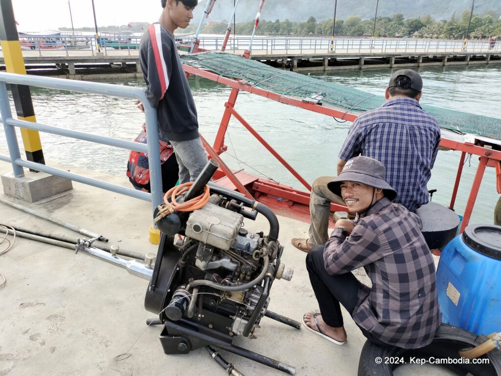 Kep Port and Pier in Kep, Cambodia. Trips to Rabbit Island. Koh Tonsay.