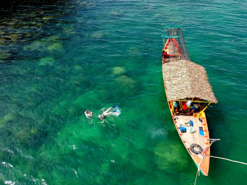 Kep Adventures boat in Kep, Cambodia.