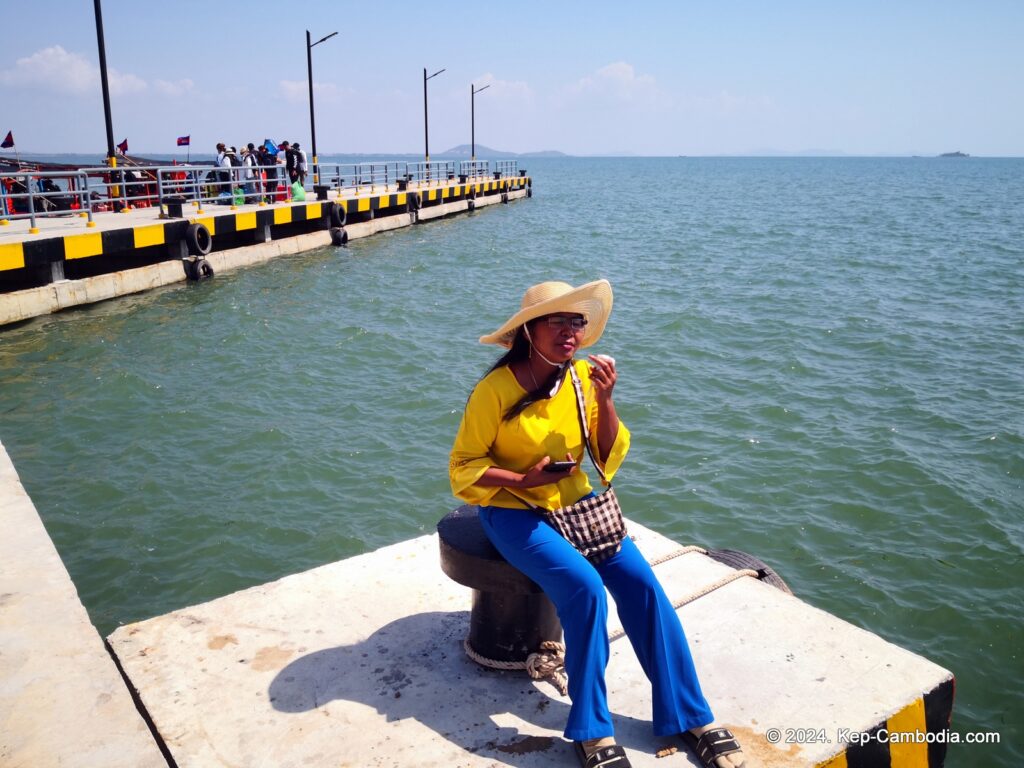 Kep Port and Pier in Kep, Cambodia. Trips to Rabbit Island. Koh Tonsay.