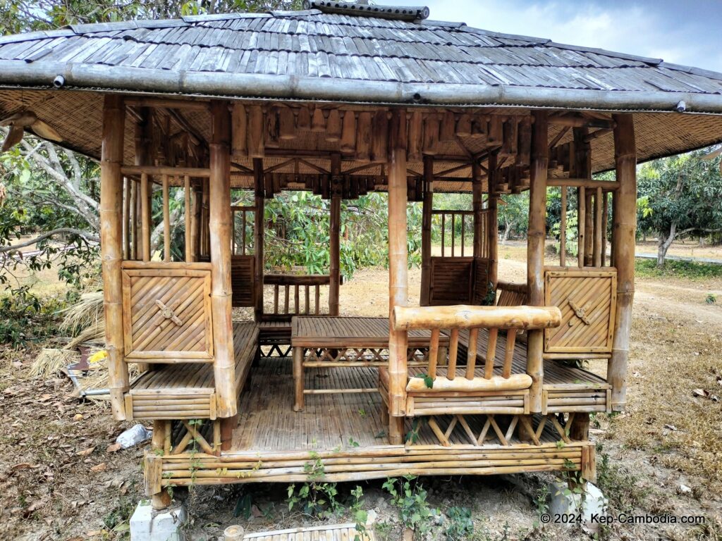 Phnom Vor Natural Paradise Resort in Kep, Cambodia and Kampot. Restaurant and Bamboo Train.