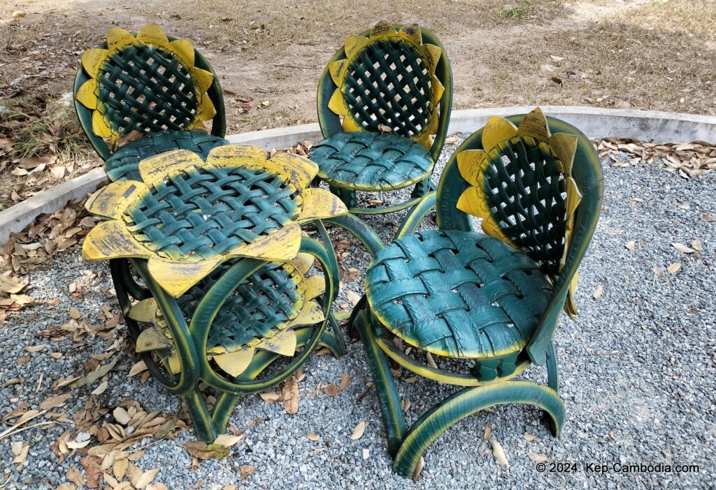 Phnom Vor Natural Paradise Resort in Kep, Cambodia and Kampot. Restaurant and Bamboo Train.