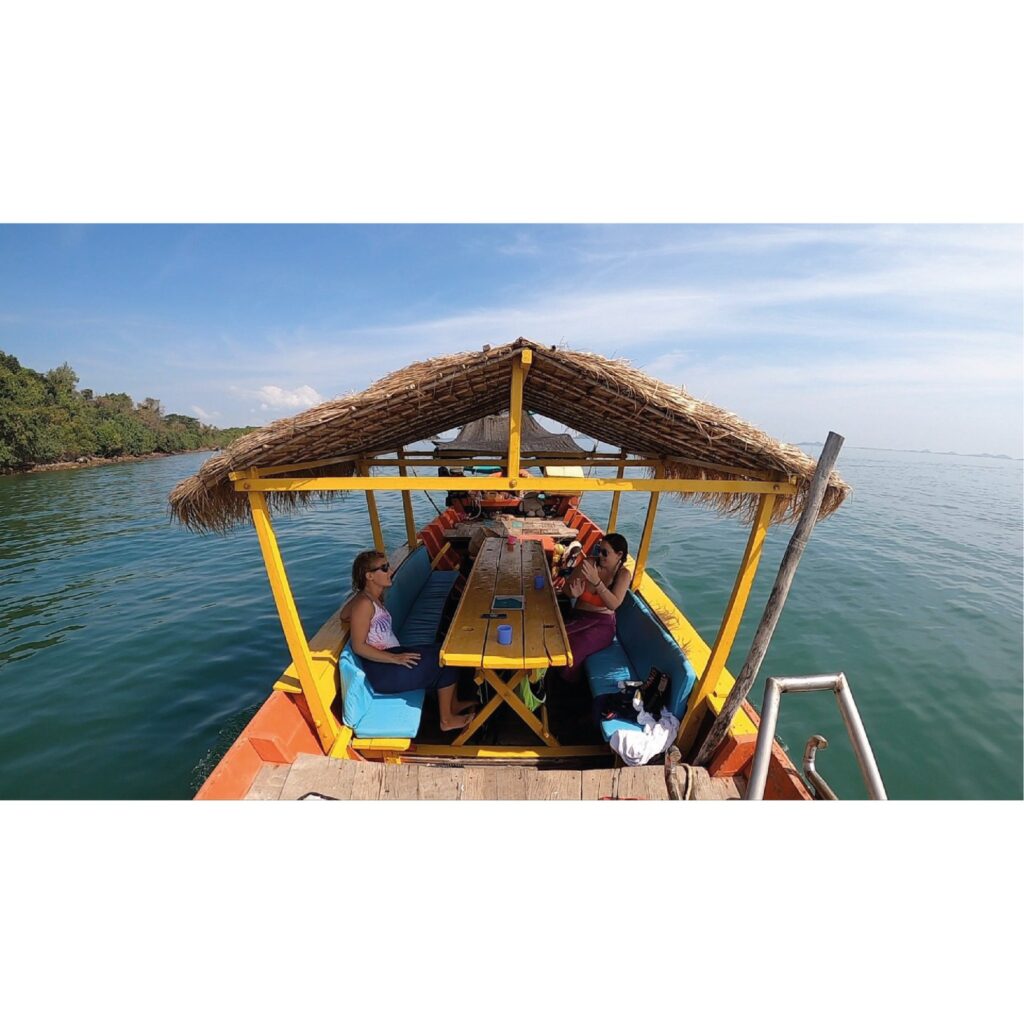 Kep Adventures boat in Kep, Cambodia.