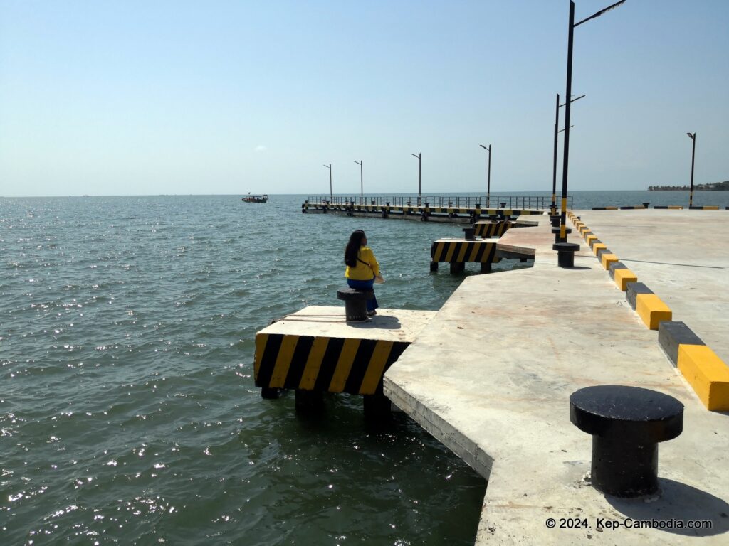 Kep Port and Pier in Kep, Cambodia. Trips to Rabbit Island. Koh Tonsay.