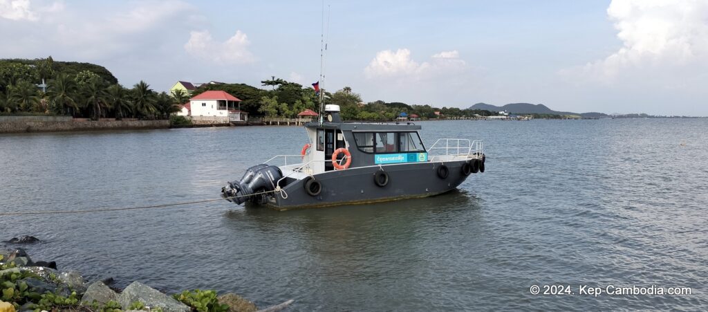 Kep Port and Pier in Kep, Cambodia. Trips to Rabbit Island. Koh Tonsay.