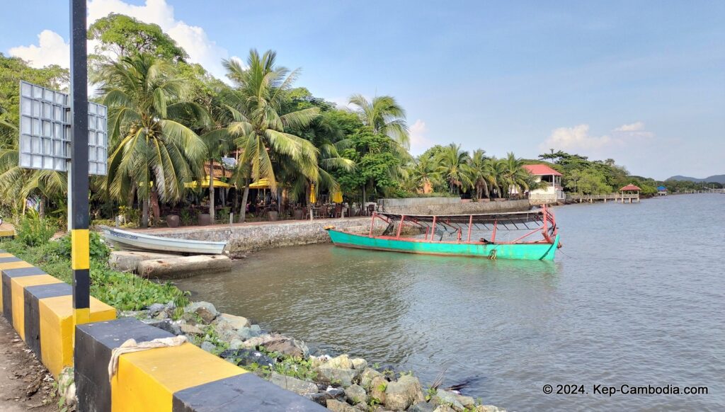 Kep Port and Pier in Kep, Cambodia. Trips to Rabbit Island. Koh Tonsay.