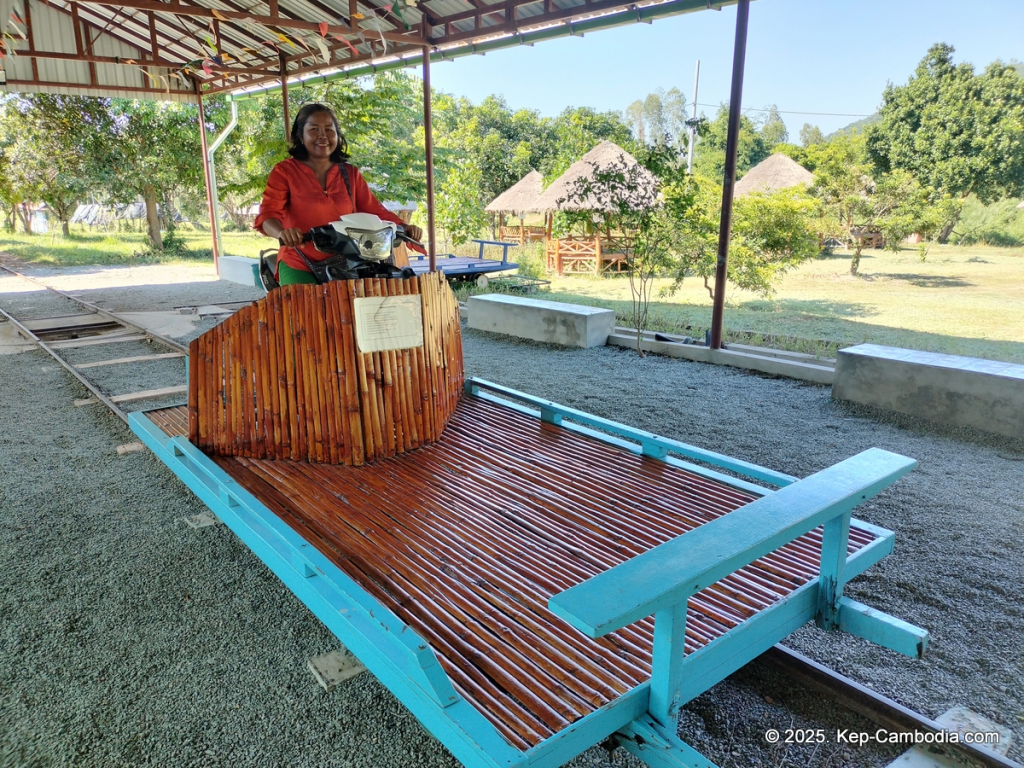 Phnom Vor Natural Paradise Resort in Kep, Cambodia and Kampot. Restaurant and Bamboo Train.
