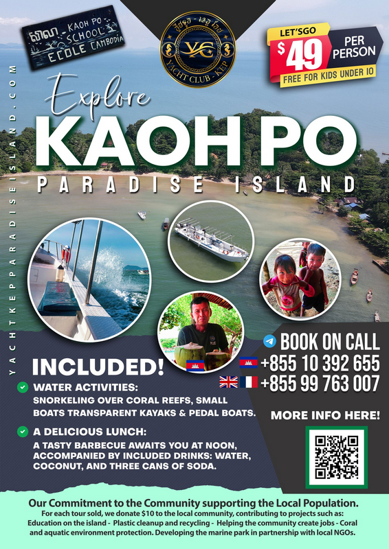 The Kep Yacht Club has daily trips to Kaoh Po Paradise Island off the coast of Kep.