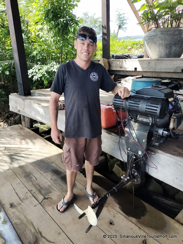 The Kep Yacht Club has daily trips to Kaoh Po Paradise Island off the coast of Kep. Kevin the mechanic
