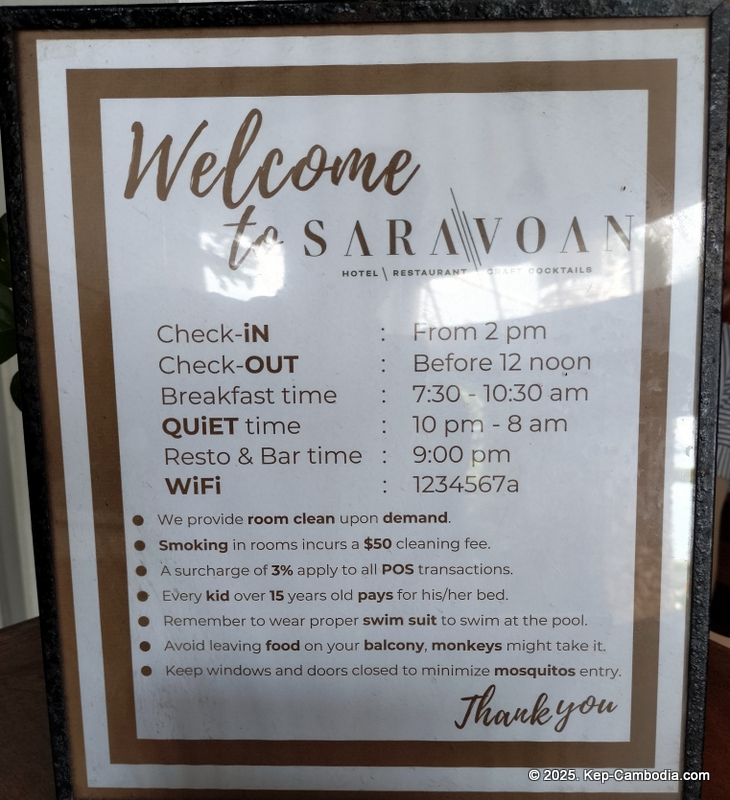 Saravoan Hotel and Restaurant in Kep, Cambodia.