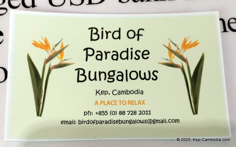 Bird's of Paradise in Kep, Cambodia. hotel.