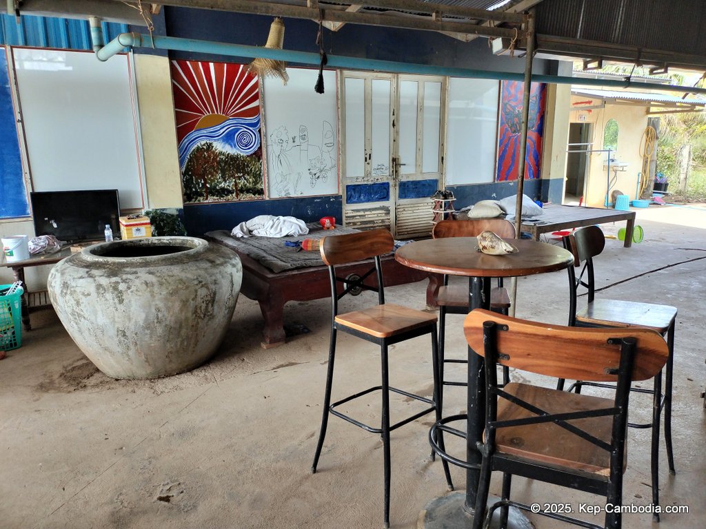 far out kep in kep, cambodia.  backpacker hotel and restaurant