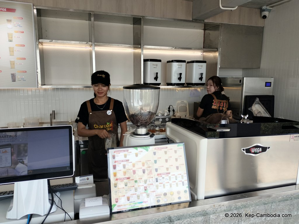 Charcoal BBQ and Cafe on the Kep Beach in Cambodia.