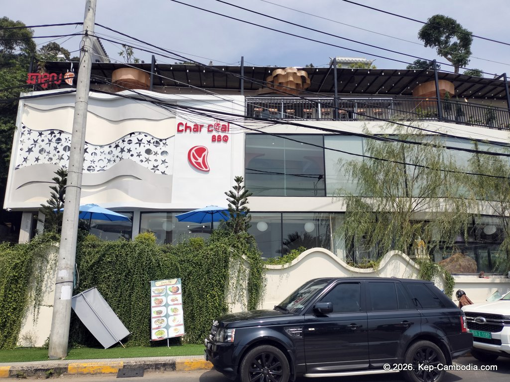 Charcoal BBQ and Cafe on the Kep Beach in Cambodia.
