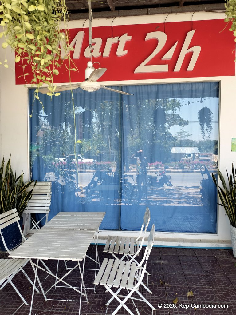 Mart 24h Grocery Store in Kep, Cambodia.