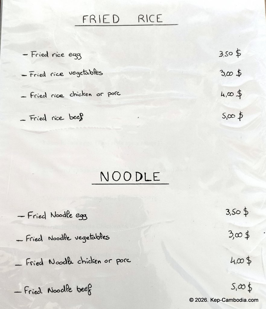 Sawadee Food Restaurant Burgers in Kep, Cambodia.