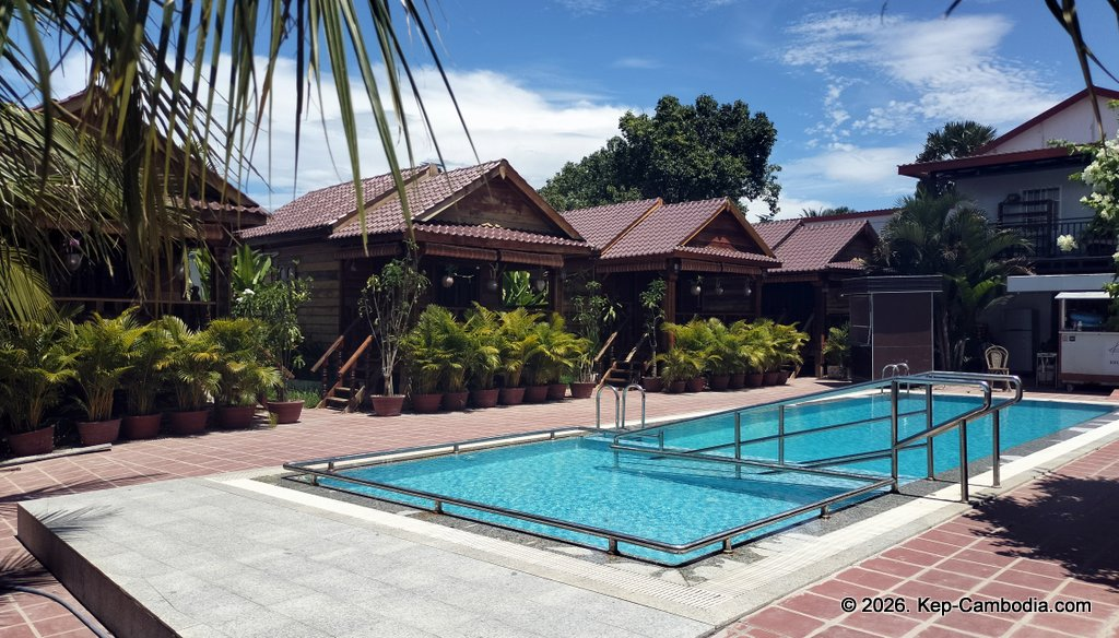 Kepina by the Sea in Kep, Cambodia. Seaside guesthouse and swimming pool.