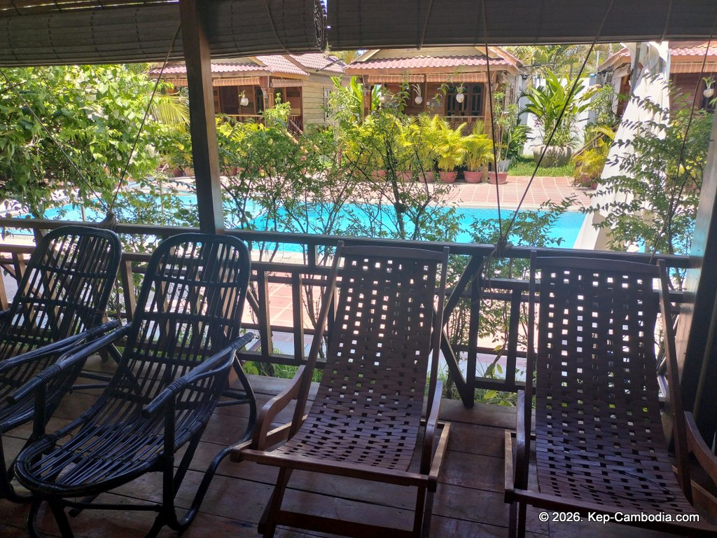 Kepina by the Sea in Kep, Cambodia. Seaside guesthouse and swimming pool.