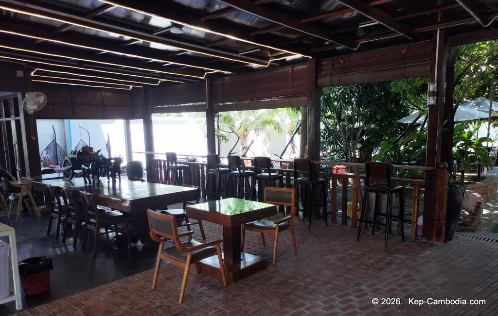 Samut Coffee and restaurant at the Kep Crab Market in Cambodia.