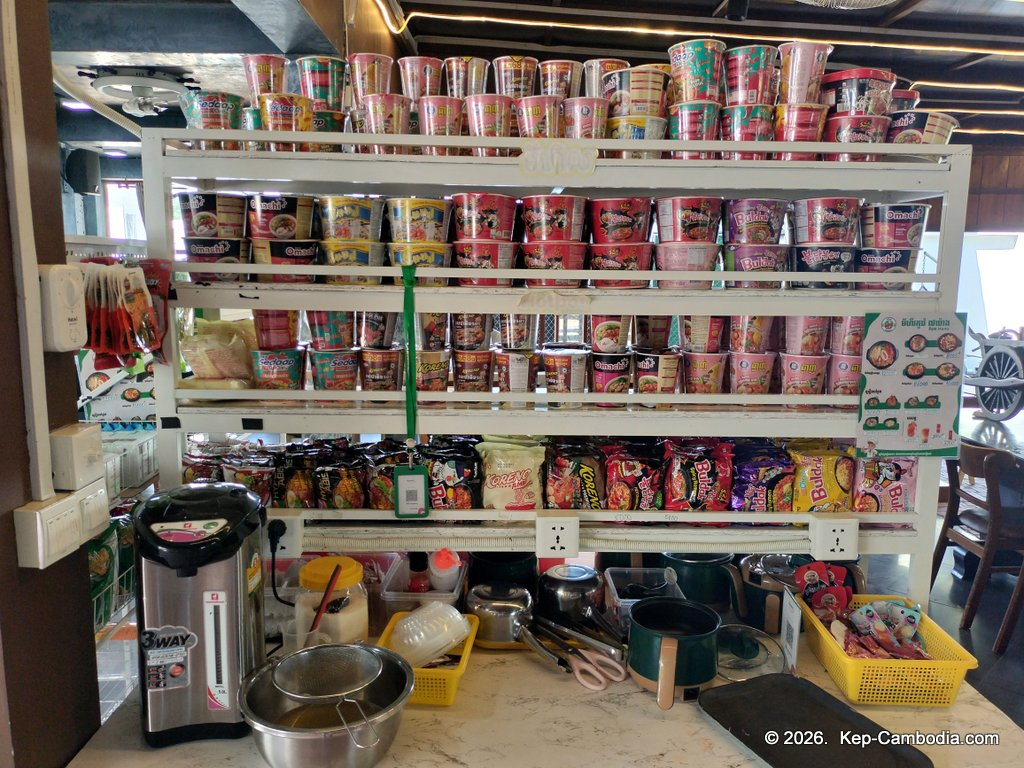 Samut Coffee and restaurant at the Kep Crab Market in Cambodia.