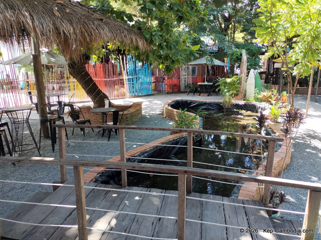 Samut Coffee and restaurant at the Kep Crab Market in Cambodia.