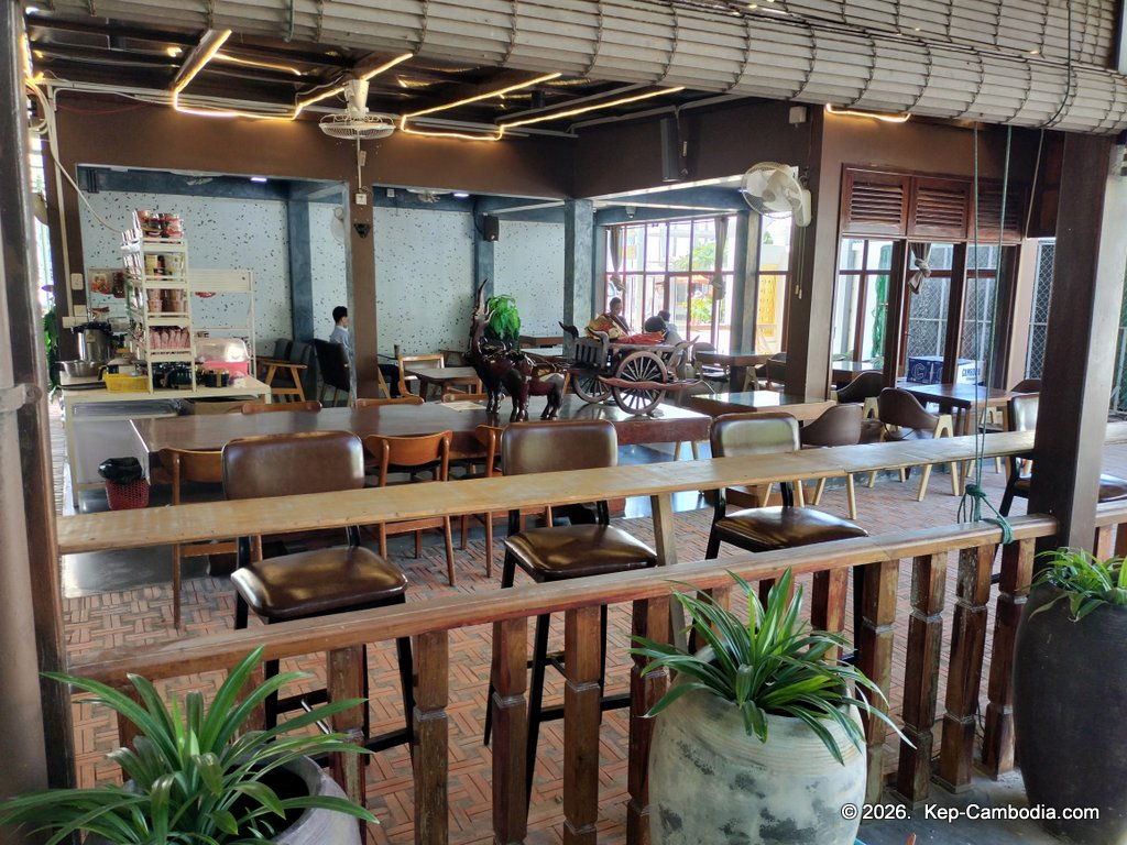 Samut Coffee and restaurant at the Kep Crab Market in Cambodia.