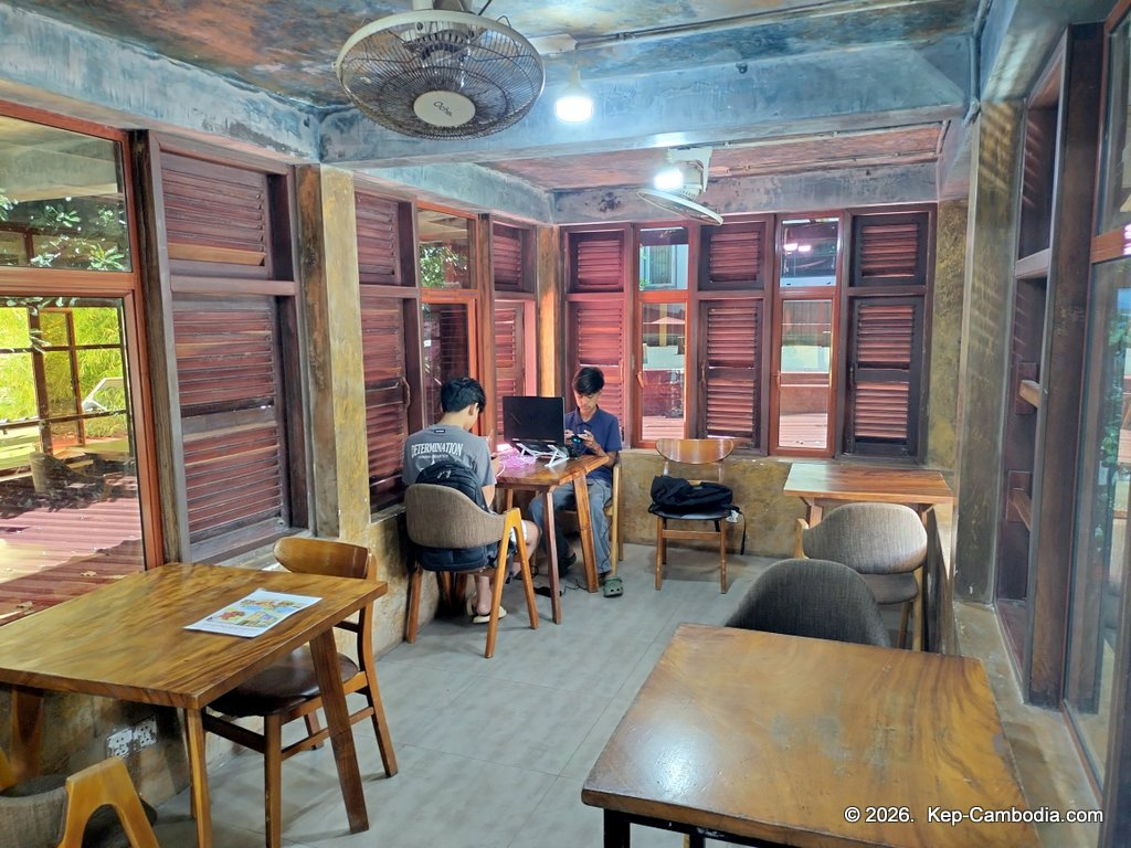 Samut Coffee and restaurant at the Kep Crab Market in Cambodia.